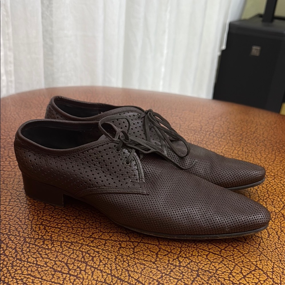 Sergio Rossi Elegant Brown Perforated Men's Dress leather Shoes $499